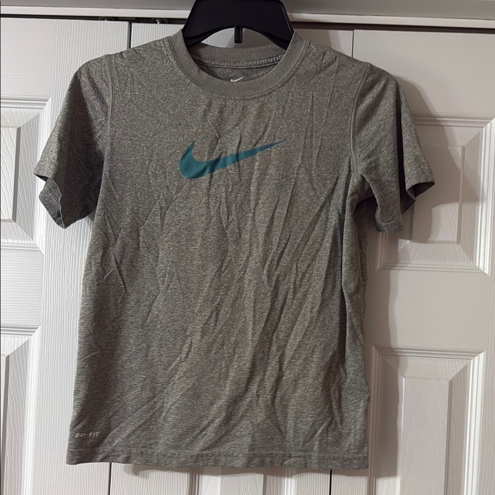 Nike Heather Gray Tee‎ with Teal Swoosh
